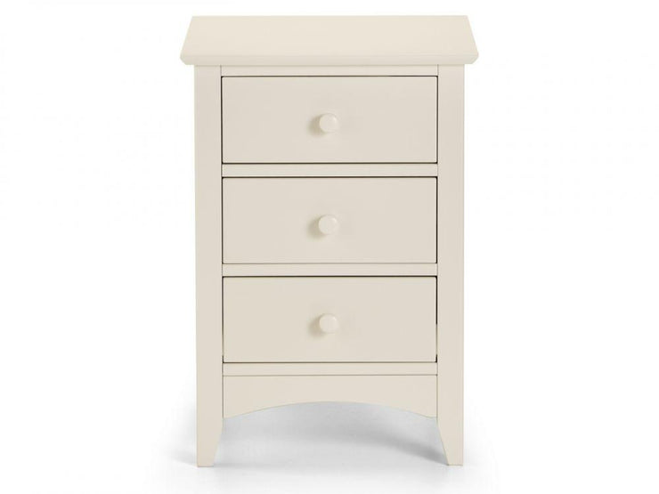 Cameo 3 Drawer Bedside Table - Stone White