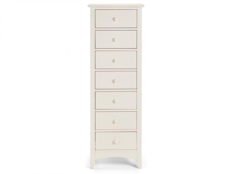 Cameo 7 Drawer Narrow Chest Of Drawers- Stone White