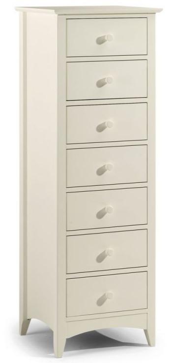 Cameo 7 Drawer Narrow Chest Of Drawers- Stone White