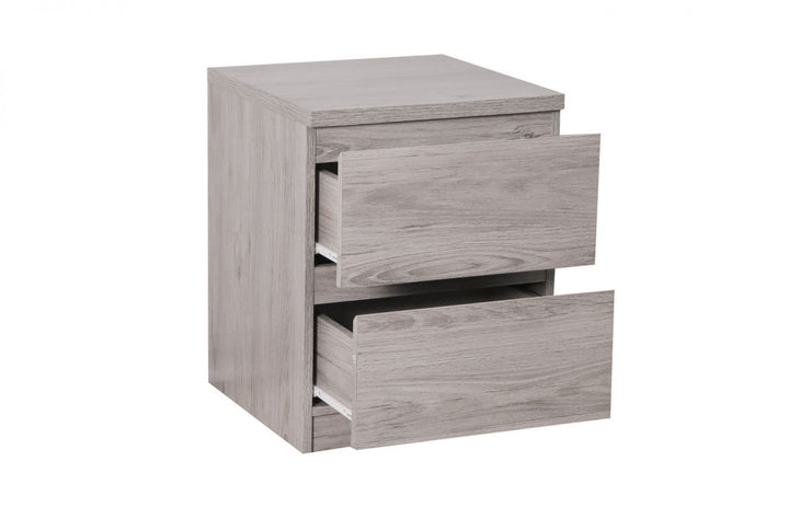 Jupiter 2 Drawer Bedside Table - Grey Oak