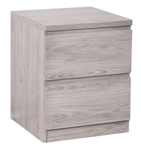 Jupiter 2 Drawer Bedside Table - Grey Oak