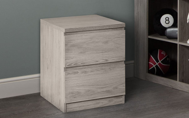 Jupiter 2 Drawer Bedside Table - Grey Oak