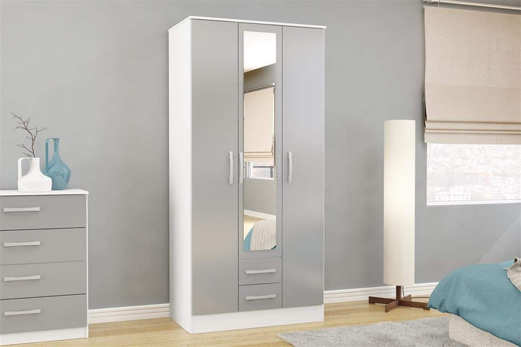 Lynx 3 Door 2 Drawer Wardrobe with Mirror