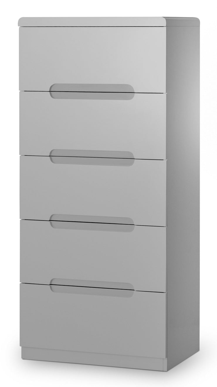 Manhattan 5 Drawer Narrow Chest - Grey