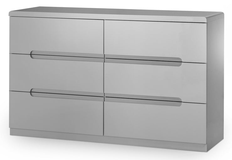 Manhattan 6 Drawer Wide Chest - Grey