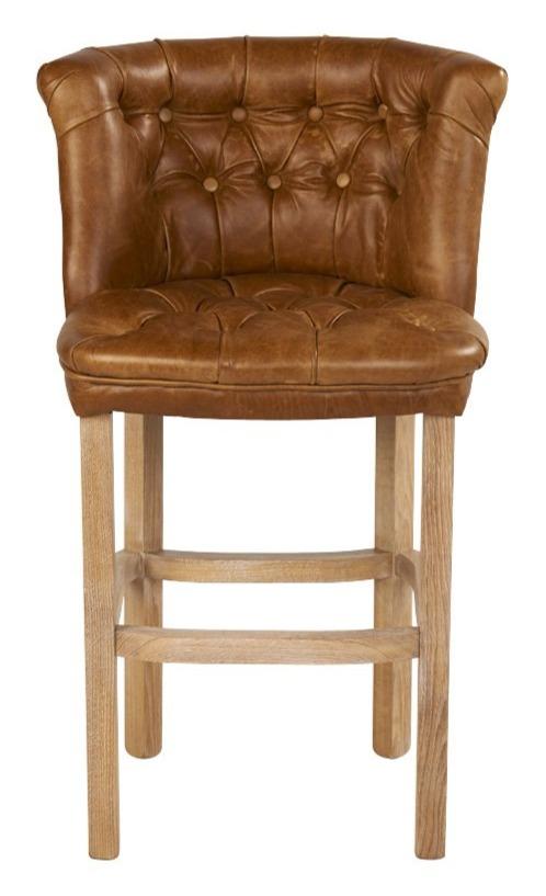 Worth Furnishing Parker Barstool (Brown Cerato / Lacquered Legs)