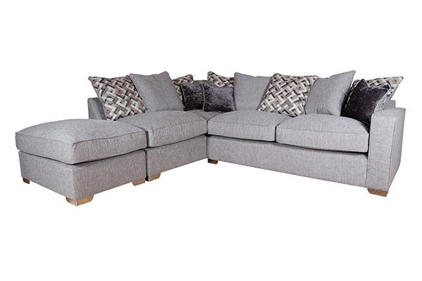 Chicago 2 by 1 Seater and Footstool Left/Right Hand Facing Pillow Back Corner Group