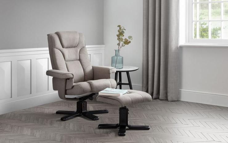 Malmo Recliner & Footstool - Grey Fabric